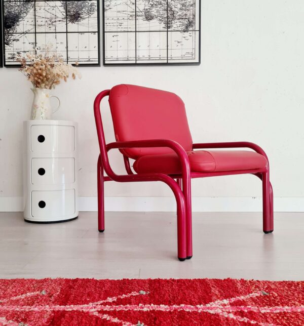 Fauteuil design italien rouge années 80