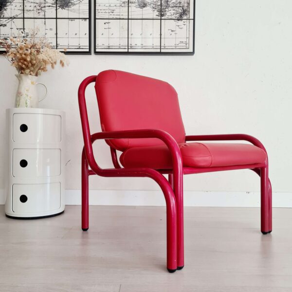 Fauteuil design italien rouge années 80