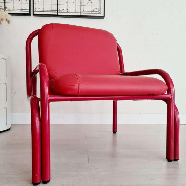 Fauteuil design italien rouge années 80