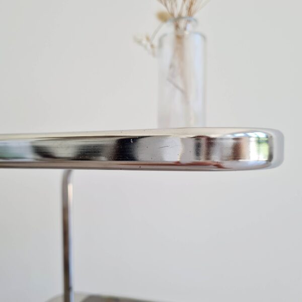 table chrome et verre fumé - bout de canapé rétro