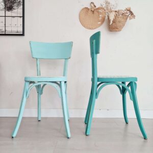 Chaises bistrot bleues velours