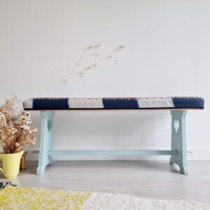 Banc ancien en bois bleu