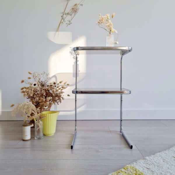 Table design chrome et verre