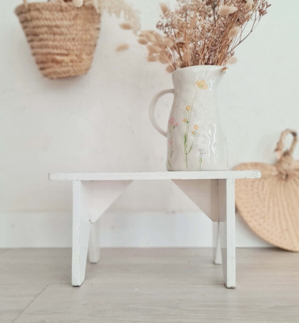 Mini banc ancien blanc