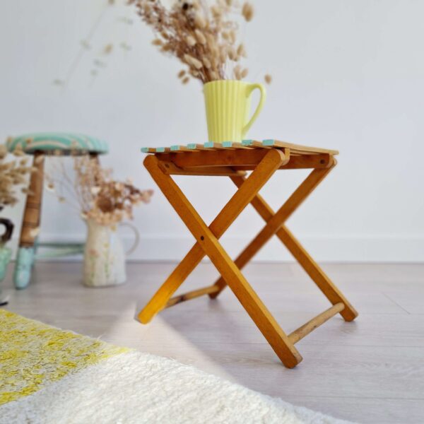 Tabouret ancien pliant bois