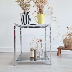 Table ancienne chrome verre