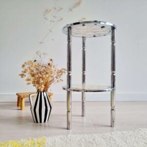 Table ancienne chrome et marbre