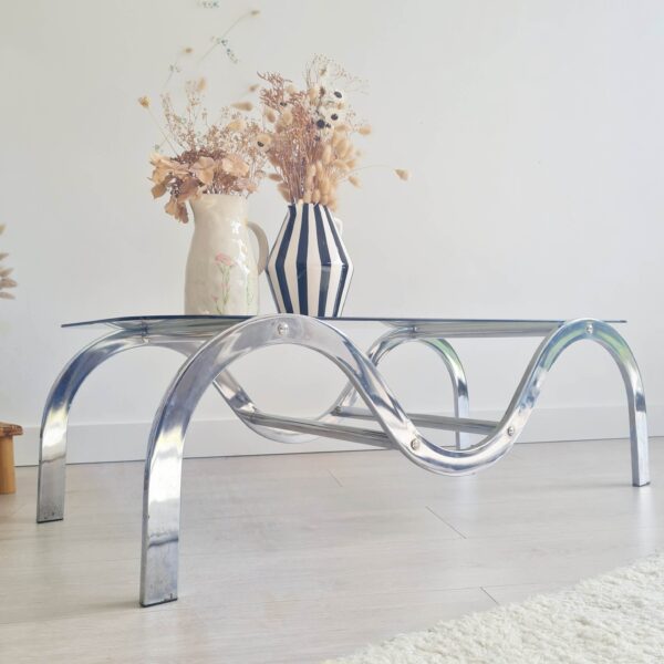 Table ancienne verre et chrome