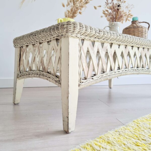 Table basse rotin blanc