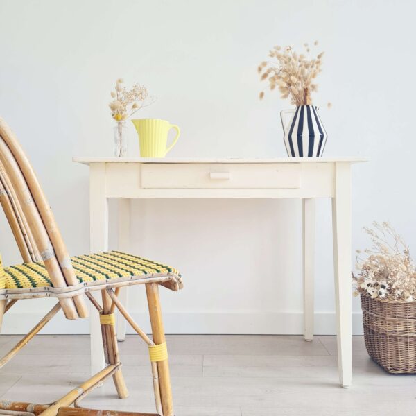 Table de ferme ancienne blanche